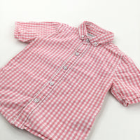 Pink & White Checked Cotton Shirt - Boys 12-18 Months