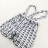 Navy & White Striped Lightweight Cotton Shorts with Detachable Braces - Boys 12-18 Months