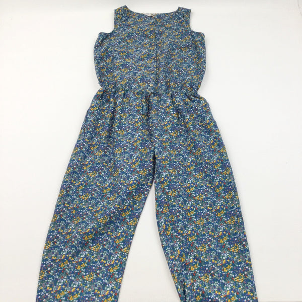 Flowers Yellow, Green & Blue Polyester Jumpsuit - Girls 12 Years
