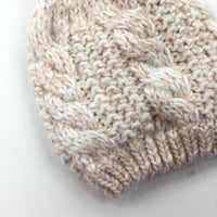 Glittery Peach & Cream Knitted Bobble Hat - Girls 6-9 Months