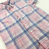 Pink Blue & White Check Short Sleeve Shirt  - Boys 4-5 Years