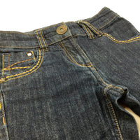 Dark Blue Skinny Denim Jeans With Adjustable Waistband - Girls 7 Years
