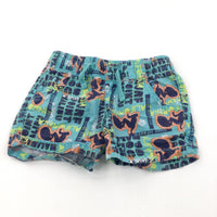 'California Surf Heaven' Blue, Orange & Navy Lightweight Cotton Shorts - Boys 12-18 Months