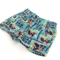 'California Surf Heaven' Blue, Orange & Navy Lightweight Cotton Shorts - Boys 12-18 Months