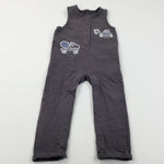 Construction Vehicles Embroidered Grey Jersey Dungarees - Boys 2-3 Years