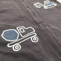 Construction Vehicles Embroidered Grey Jersey Dungarees - Boys 2-3 Years
