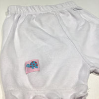 Turtle Badge White Jersey Shorts with Frilly Hems - Girls Newborn