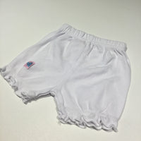 Turtle Badge White Jersey Shorts with Frilly Hems - Girls Newborn