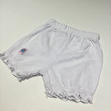 Turtle Badge White Jersey Shorts with Frilly Hems - Girls Newborn