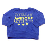 'Totally Awesome Little Dude' Blue Sweatshirt - Boys 12-18 Months