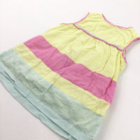 Yellow, Pink & Pale Green Cotton Sun Dress - Girls 12-18 Months