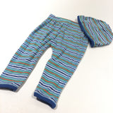 Striped Colourful Lightweight Jersey Trousers & Hat Set - Boys 6-9 Months