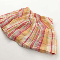 Red, Orange & Green Checked Lightweight Cotton Skirt - Girls 18 Months
