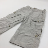 Beige Combat Cropped Trousers/Long Shorts With Adjustable Waistband - Boys 9 Years