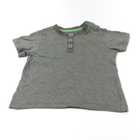Khaki & Grey Striped T-Shirt - Boys 6-9 Months