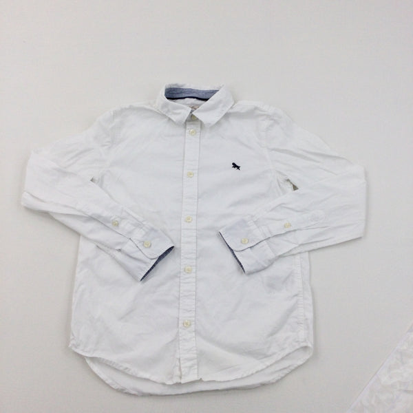 Ram Motif White Long Sleeved Cotton Shirt - Boys 8-9 Years