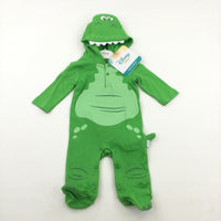 **NEW** Toy Story Rex Dinosaur Green Lightweight Pramsuit/Onesie with Hood & Detachable Tail - Boys/Girls 6-9 Months