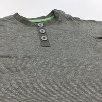 Khaki & Grey Striped T-Shirt - Boys 6-9 Months