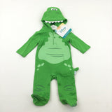 **NEW** Toy Story Rex Dinosaur Green Lightweight Pramsuit/Onesie with Hood & Detachable Tail - Boys/Girls 3-6 Months