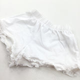 White Lightweight Jersey Shorts with Frilly Hems - Girls 12-18 Months