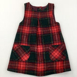 Tartan Style Red & Green Warm Polyester Dress - Girls 2-3 Years