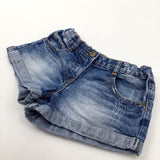 Blue Denim Shorts With Adjustable Waist - Girls 10-11 Years