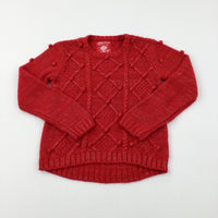 Sparkly Red Knitted Jumper - Girls 10-11 Years