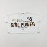 'Yes Girl' Glittery White Cropped T-Shirt - Girls 10-11 Years