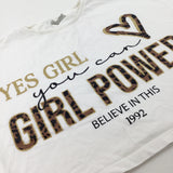 'Yes Girl' Glittery White Cropped T-Shirt - Girls 10-11 Years