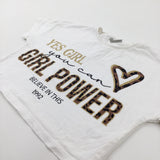 'Yes Girl' Glittery White Cropped T-Shirt - Girls 10-11 Years
