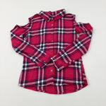 Pink Checked Cold Shoulder Shirt - Girls 10-11 Years