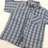 Blue, White & Red Check Short Sleeve Shirt - Boys 2-3 Years