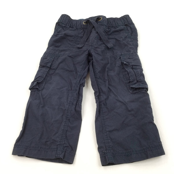 Navy Lightweight Cotton Cargo Trousers - Boys 18-24 Months