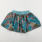 Flowers & Leaves Pink & Green Jersey Skirt - Girls 2-3 Years