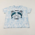 'Chill' Dolphin Sequinned Blue T-Shirt - Girls 10-11 Years