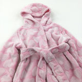 Hearts Pink Fleece Dressing Gown with Hood - Girls 12-18 Months