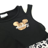 'Mickey' Mickey Mouse Black & White Sports Style Crop Top - Girls 4-5 Years