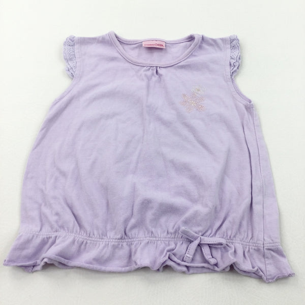 Flowers Embroidered Lilac Sleeveless T-Shirt - Girls 18-24 Months