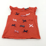 Bows Appliqued Red T-Shirt - Girls 18-24 Months