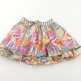 Colourful Flowers Lightweight Cotton Skirt - Girls 18-24 Months