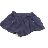 Button Detail Navy Lightweight Jersey Shorts - Girls 18-24 Months