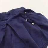 Button Detail Navy Lightweight Jersey Shorts - Girls 18-24 Months
