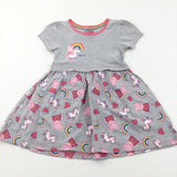 'It's Magic' Peppa Pig Unicorn Grey & Pink Jersey Dress - Girls 2-3 Years