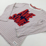 'Awesome!' Red Striped Long Sleeve Top - Boys 11-12 Years