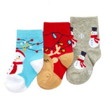 **NEW** 3 Pack Christmas Socks, Red, Blue & Grey - Boys/Girls Shoe Size 0-2.5 (Baby)