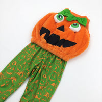 **NEW** Pumpkin Fluffy Orange & Green 2 Piece Costume (No Hat) - Boys/Girls 9-12 Months - Halloween
